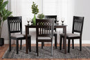 Oteria Modern Gray Fabric and Dark Brown 5-Piece Dining Set Baxton