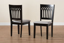 Oteria Modern Gray Fabric and Dark Brown 2Pc Dining Chair Set Baxton