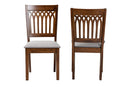 Oteria Modern Gray Fabric and Walnut Brown 2Pc Dining Chair Set Baxton