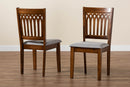 Oteria Modern Gray Fabric and Walnut Brown 2Pc Dining Chair Set Baxton