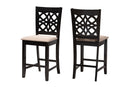 Lucy Modern Beige Fabric and Dark Brown 2Pc Counter Stool Set Baxton
