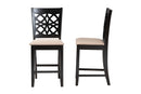 Lucy Modern Beige Fabric and Dark Brown 2Pc Counter Stool Set Baxton