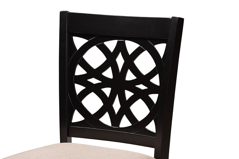 Lucy Modern Beige Fabric and Dark Brown 2Pc Counter Stool Set Baxton