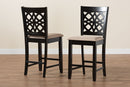 Lucy Modern Beige Fabric and Dark Brown 2Pc Counter Stool Set Baxton
