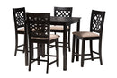 Lucy Modern Beige Fabric and Dark Brown 5-Piece Pub Set Baxton