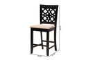 Lucy Modern Beige Fabric and Dark Brown 2Pc Counter Stool Set Baxton