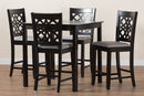 Lucy Modern Gray Fabric and Dark Brown 5-Piece Pub Set Baxton