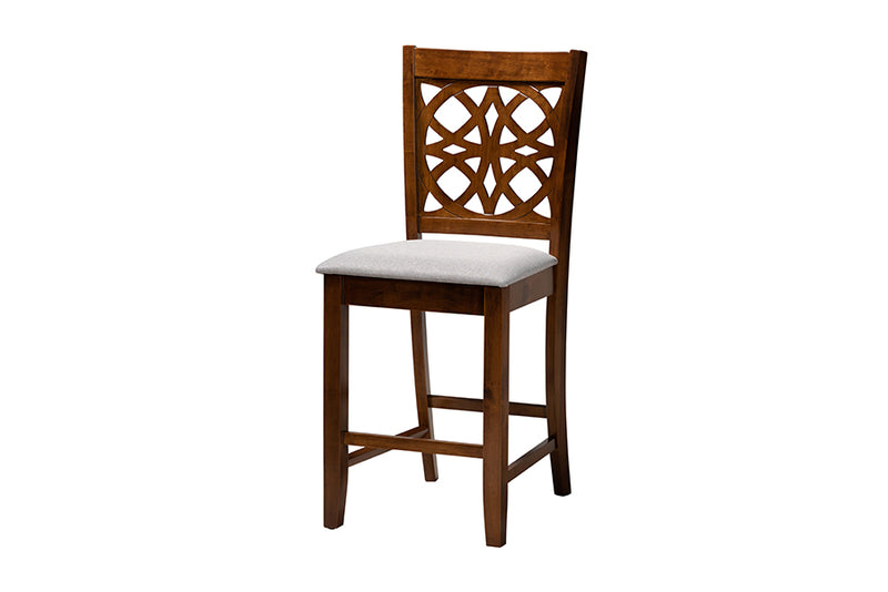 Lucy Modern Gray Fabric and Walnut Brown Finished Wood 5-Piece Pub Set