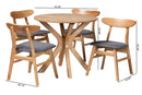 Barras Gray Fabric and Natural Brown 5-Piece Dining Set Baxton