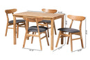Nariko Gray Fabric and Natural Brown 5-Piece Dining Set Baxton