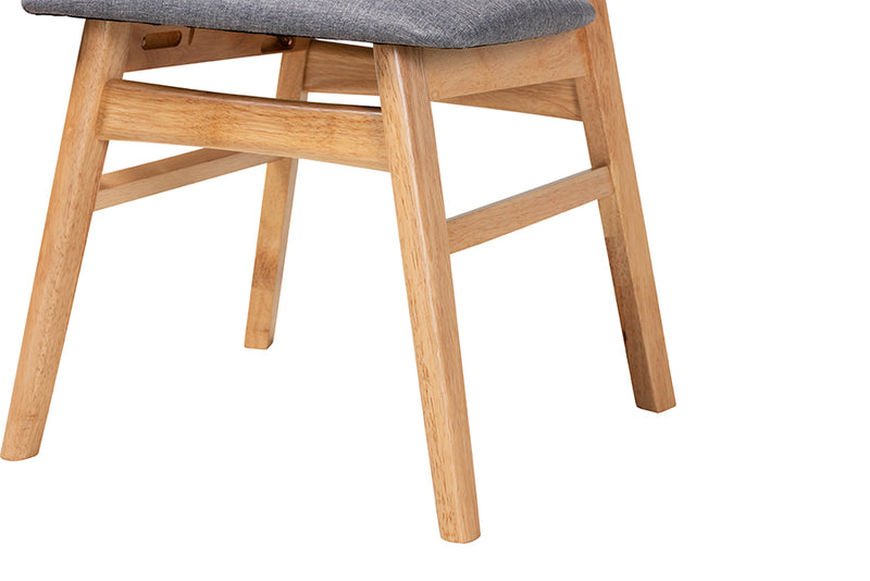 Nariko Mid-Century Gray Fabric and Natural Brown Finished Wood 5-Piece Dining Set