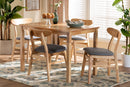 Nariko Gray Fabric and Natural Brown 5-Piece Dining Set Baxton