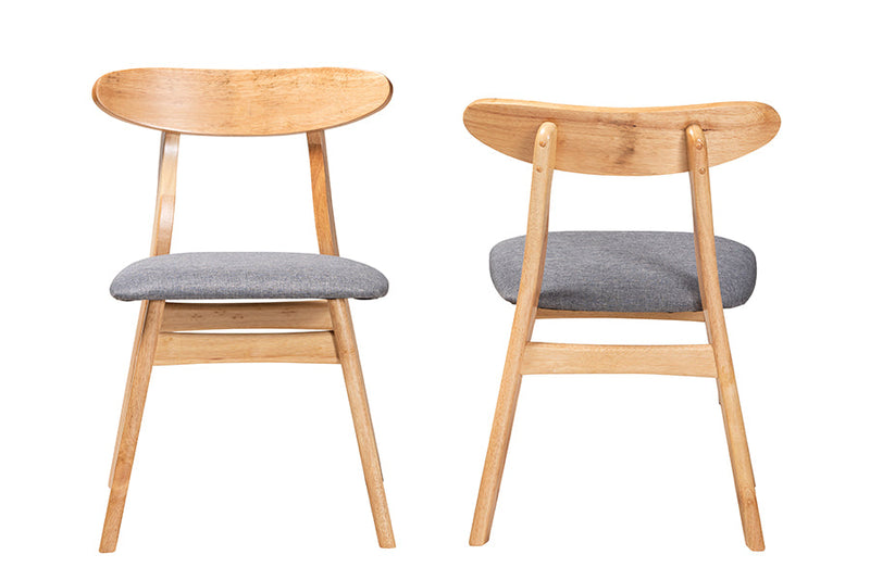 Melrose Gray Fabric and Natural Brown 2Pc Dining Chair Set Baxton