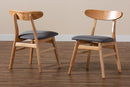 Melrose Gray Fabric and Natural Brown 2Pc Dining Chair Set Baxton