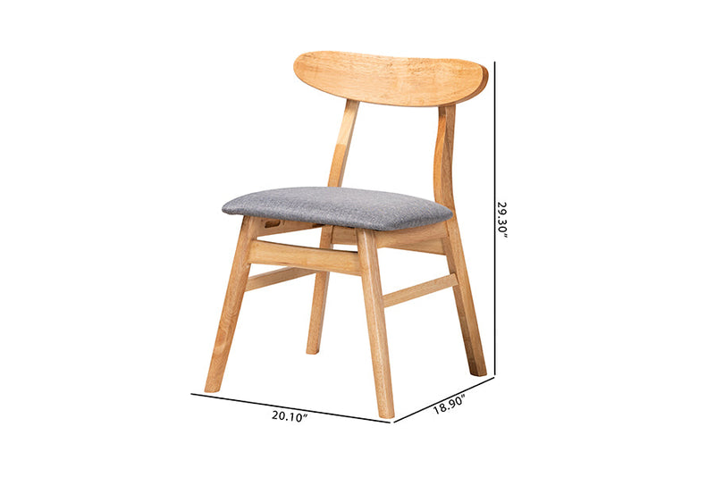 Melrose Gray Fabric and Natural Brown 2Pc Dining Chair Set Baxton