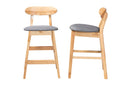 Melrose Gray Fabric and Natural Brown 2Pc Counter Stool Set Baxton