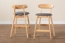 Melrose Gray Fabric and Natural Brown 2Pc Counter Stool Set Baxton