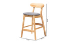 Melrose Gray Fabric and Natural Brown 2Pc Counter Stool Set Baxton