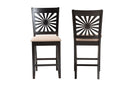 Silas Modern Beige Fabric and Espresso Brown Counter Stool Baxton