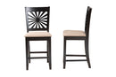 Silas Modern Beige Fabric and Espresso Brown Counter Stool Baxton