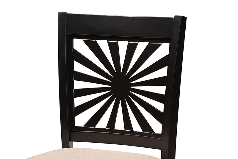 Silas Modern Beige Fabric and Espresso Brown Counter Stool Baxton