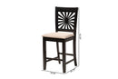 Silas Modern Beige Fabric and Espresso Brown Counter Stool Baxton