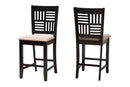 Marin Modern Beige Fabric and Dark Brown 2Pc Counter Stool Set Baxton