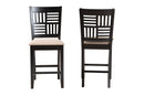 Marin Modern Beige Fabric and Dark Brown 2Pc Counter Stool Set Baxton