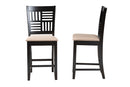 Marin Modern Beige Fabric and Dark Brown 2Pc Counter Stool Set Baxton