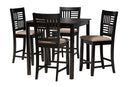 Marin Modern Beige Fabric and Dark Brown 5-Piece Pub Set Baxton