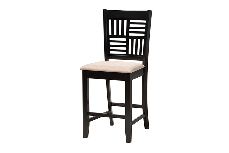 Marin Modern Beige Fabric and Dark Brown Finished Wood 5-Piece Pub Set