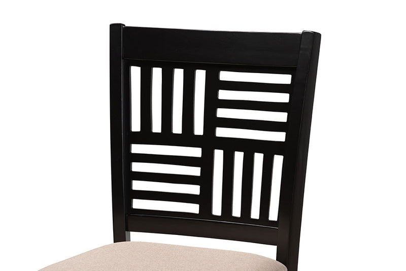 Marin Modern Beige Fabric and Dark Brown 5-Piece Pub Set Baxton