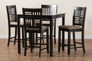 Marin Modern Beige Fabric and Dark Brown 5-Piece Pub Set Baxton