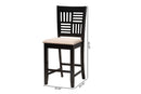 Marin Modern Beige Fabric and Dark Brown 2Pc Counter Stool Set Baxton