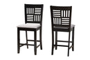 Marin Modern Gray Fabric and Dark Brown 2Pc Counter Stool Set Baxton