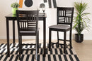 Marin Modern Gray Fabric and Dark Brown 2Pc Counter Stool Set Baxton