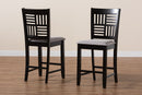 Marin Modern Gray Fabric and Dark Brown 2Pc Counter Stool Set Baxton