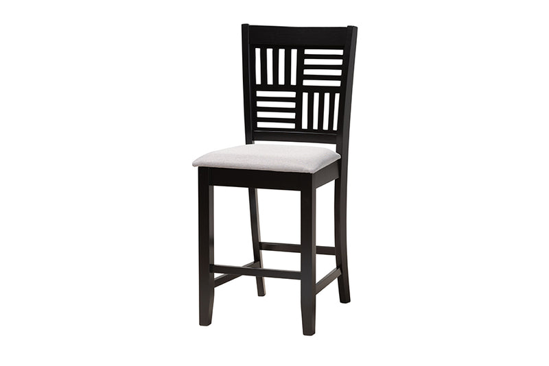 Marin Modern Gray Fabric and Dark Brown Finished Wood 5-Piece Pub Set