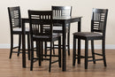 Marin Modern Gray Fabric and Dark Brown 5-Piece Pub Set Baxton