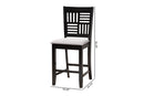 Marin Modern Gray Fabric and Dark Brown 2Pc Counter Stool Set Baxton