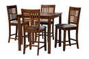 Marin Modern Gray Fabric and Walnut Brown 5-Piece Pub Set Baxton