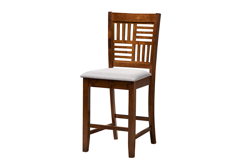 Marin Modern Gray Fabric and Walnut Brown Finished Wood 5-Piece Pub Set