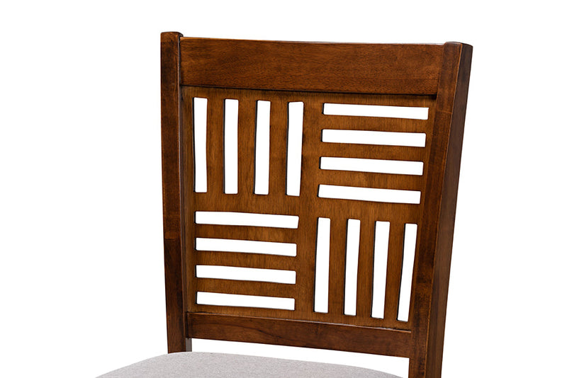Marin Modern Gray Fabric and Walnut Brown 5-Piece Pub Set Baxton