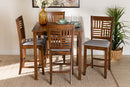 Marin Modern Gray Fabric and Walnut Brown 5-Piece Pub Set Baxton