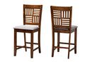 Marin Modern Gray Fabric and Walnut Brown 2Pc Counter Stool Set Baxton