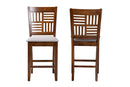 Marin Modern Gray Fabric and Walnut Brown 2Pc Counter Stool Set Baxton