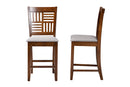 Marin Modern Gray Fabric and Walnut Brown 2Pc Counter Stool Set Baxton