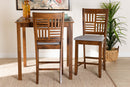 Marin Modern Gray Fabric and Walnut Brown 2Pc Counter Stool Set Baxton