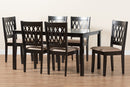 Kiara Modern Beige Fabric and Espresso Brown 7-Piece Dining Set Baxton