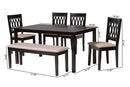 Kiara Modern Beige Fabric and Espresso Brown 6-Piece Dining Set Baxton